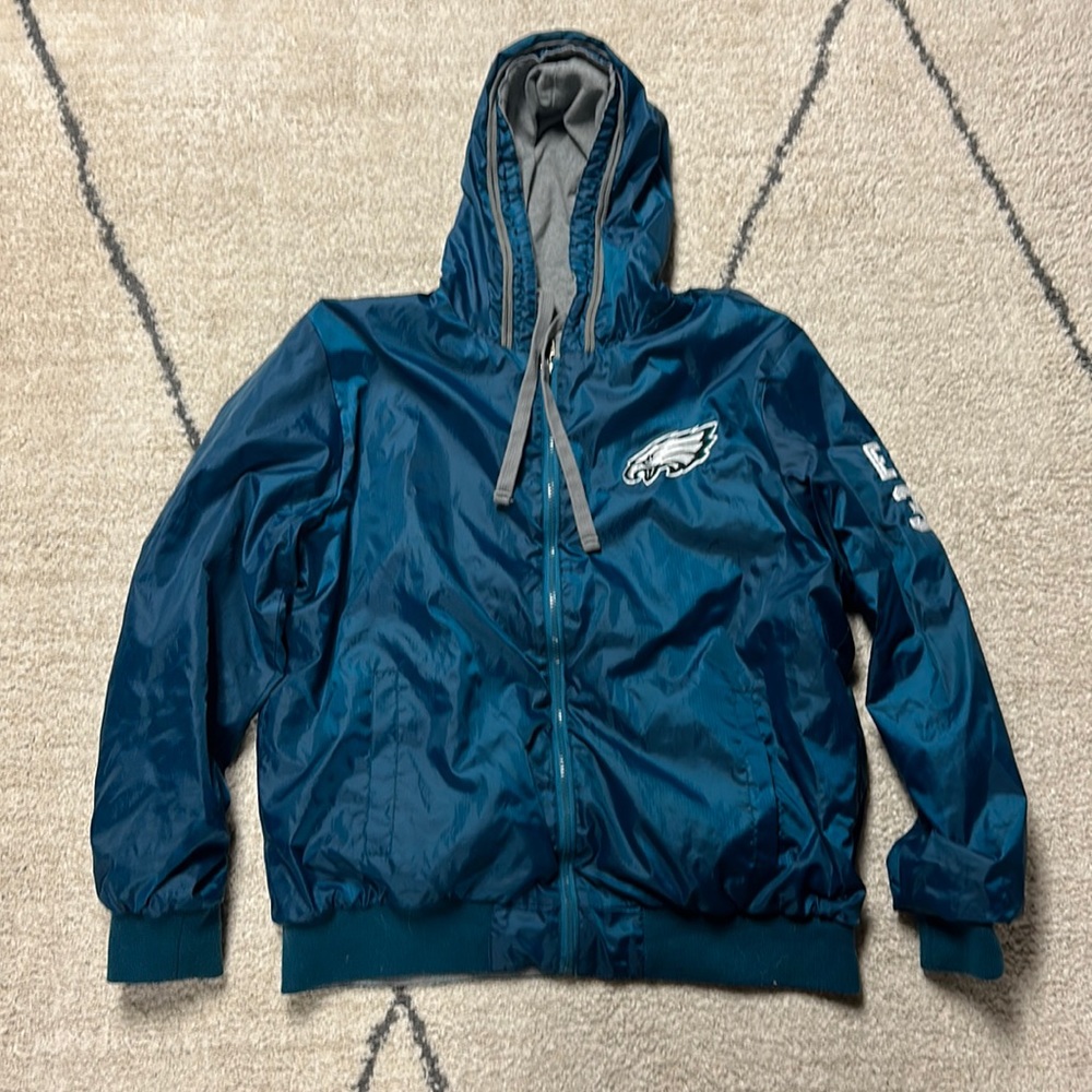 Philadelphia Eagles Vtg Reversible Jacket Sweatshirt Men’s Size Large